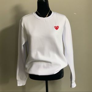 White Comme de Garçons Embroidered Logo Crewneck